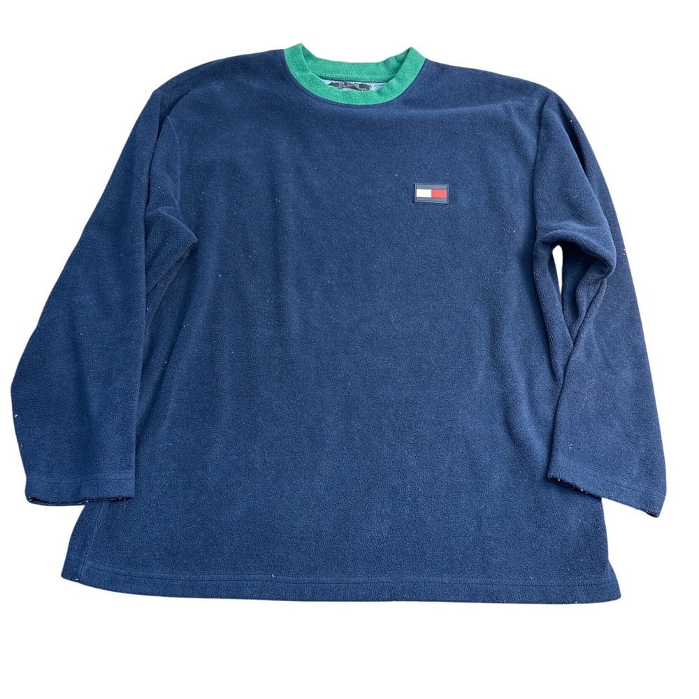 Tommy Jeans Mens Fleece Pullover Sweatshirt Navy Blue Green Crew Neck Large L